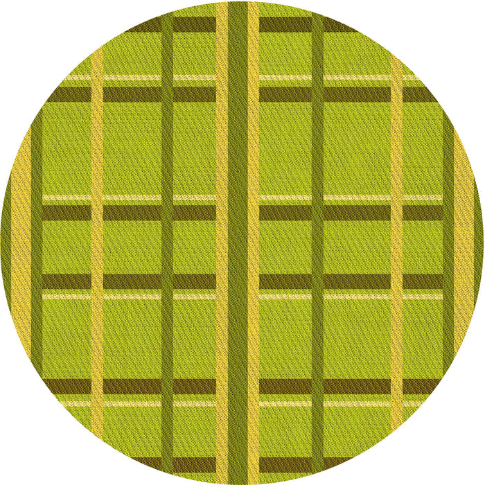Square Patterned Dark Yellow Green Rug, pat2718yw
