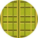 Square Patterned Dark Yellow Green Rug, pat2718yw