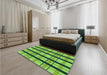 Patterned Emerald Green Rug in a Bedroom, pat2719grn