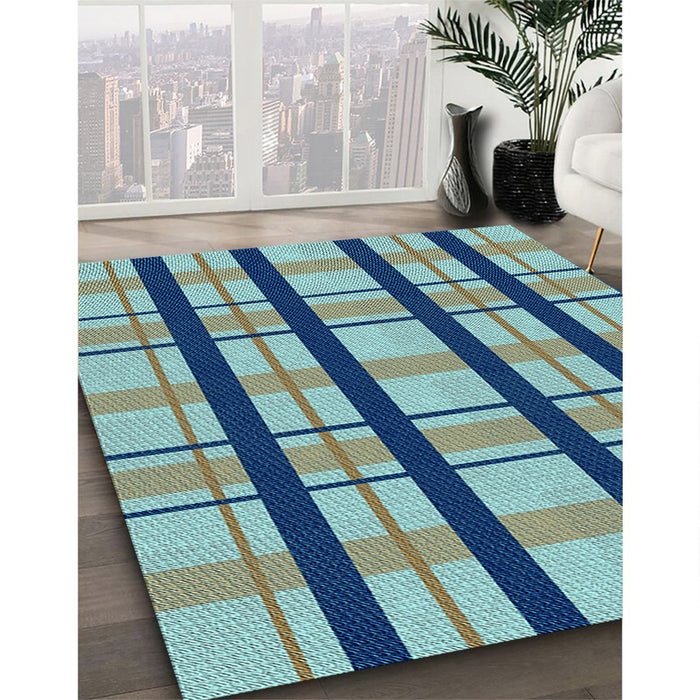 Patterned Tiffany Blue Rug in Family Room, pat2719lblu