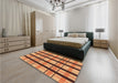 Patterned Orange Rug in a Bedroom, pat2719org