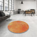 Round Patterned Orange Red Novelty Rug in a Office, pat271