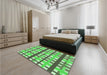 Patterned Green Rug in a Bedroom, pat2720grn