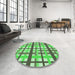 Round Patterned Green Rug in a Office, pat2720grn