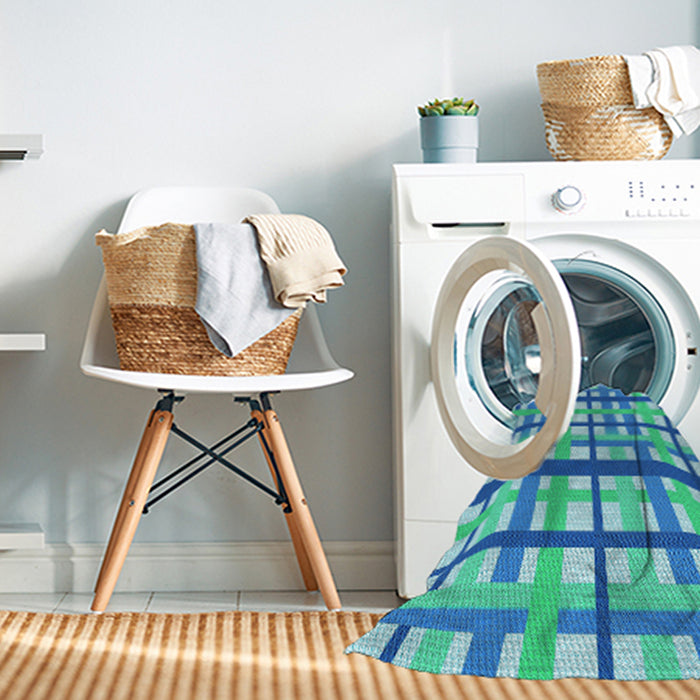 Machine Washable Transitional Neon Blue Rug in a Washing Machine, wshpat2720lblu