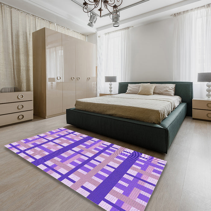 Patterned Purple Plum Purple Rug in a Bedroom, pat2720pur
