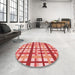 Round Patterned Light Salmon Pink Rug in a Office, pat2720rd