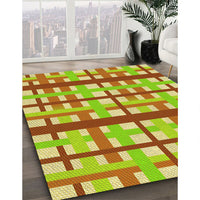 Patterned Green Yellow Green Rug, pat2720yw