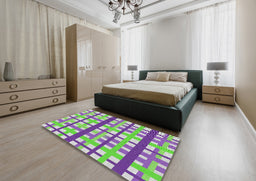 Patterned Light Green Novelty Rug in a Bedroom, pat2720