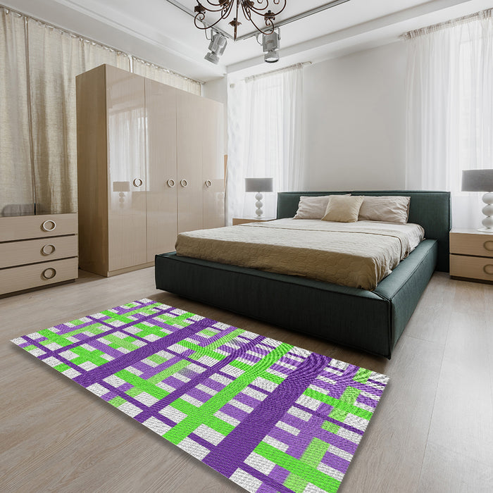Patterned Light Green Novelty Rug in a Bedroom, pat2720