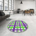 Round Patterned Light Green Novelty Rug in a Office, pat2720