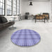 Round Patterned Slate Blue Rug in a Office, pat2721blu