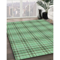 Patterned Green Rug, pat2721lblu