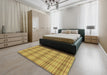 Patterned Bright Gold Yellow Novelty Rug in a Bedroom, pat2721