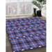 Patterned Medium Slate Blue Rug in Family Room, pat2722blu