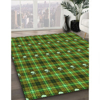 Patterned Army Green Rug, pat2722grn