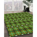 Patterned Army Green Rug in Family Room, pat2722grn