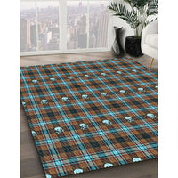 Patterned Bakers Brown Rug, pat2722lblu