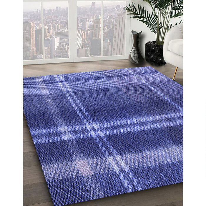 Patterned Light Slate Blue Rug in Family Room, pat2723blu