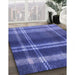 Patterned Light Slate Blue Rug in Family Room, pat2723blu