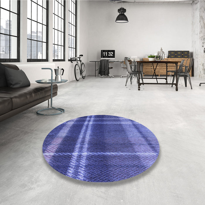 Round Patterned Light Slate Blue Rug in a Office, pat2723blu