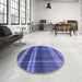 Round Patterned Light Slate Blue Rug in a Office, pat2723blu