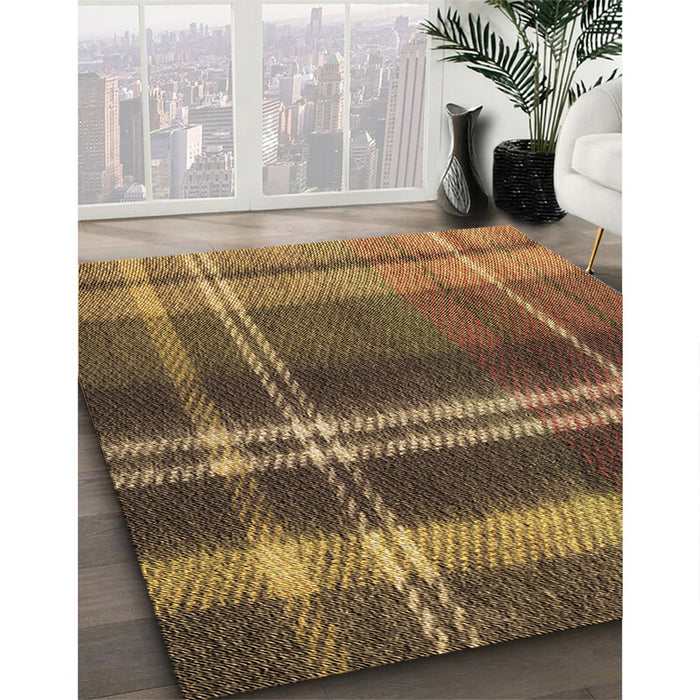Patterned Cinnamon Brown Rug in Family Room, pat2723brn