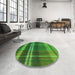 Round Patterned Deep Emerald Green Rug in a Office, pat2723grn