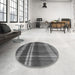 Round Patterned Black Rug in a Office, pat2723gry
