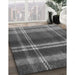 Patterned Black Rug in Family Room, pat2723gry