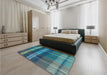 Patterned Blue Rug in a Bedroom, pat2723lblu