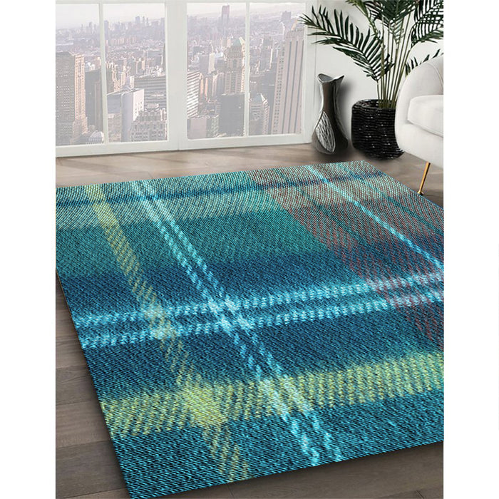 Patterned Blue Rug in Family Room, pat2723lblu