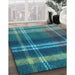 Patterned Blue Rug in Family Room, pat2723lblu
