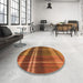 Round Patterned Tomato Red Rug in a Office, pat2723org