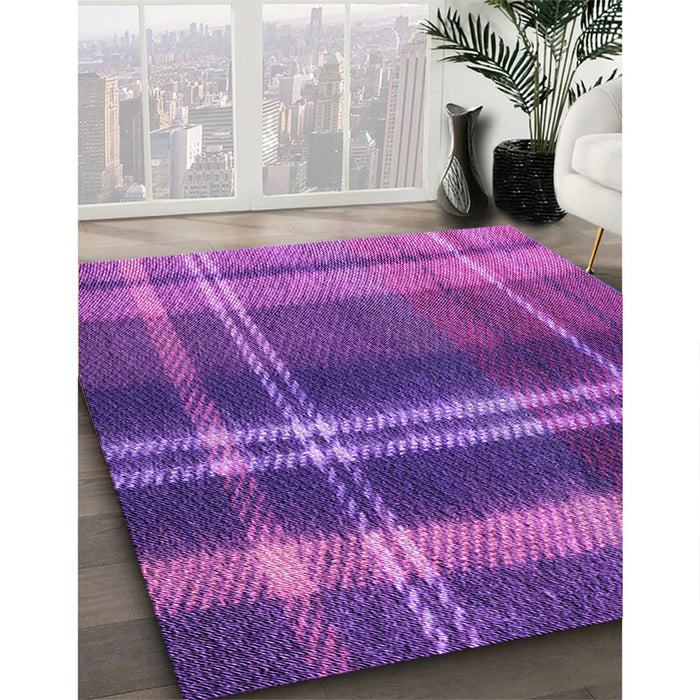 Patterned Crimson Purple Rug in Family Room, pat2723pur