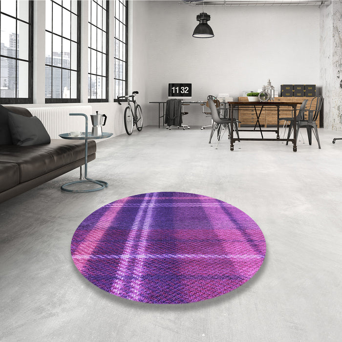Round Patterned Crimson Purple Rug in a Office, pat2723pur
