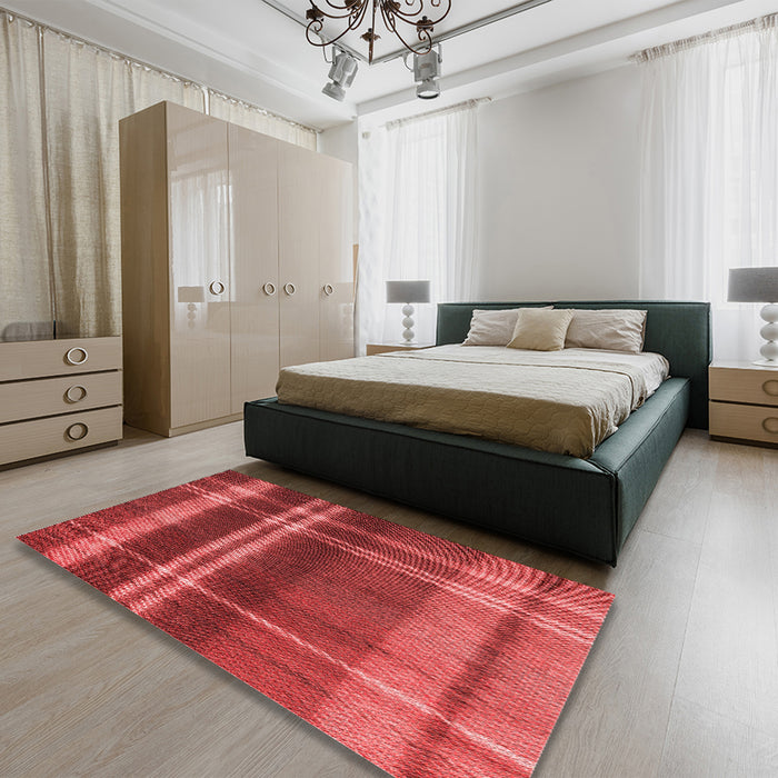 Patterned Red Rug in a Bedroom, pat2723rd