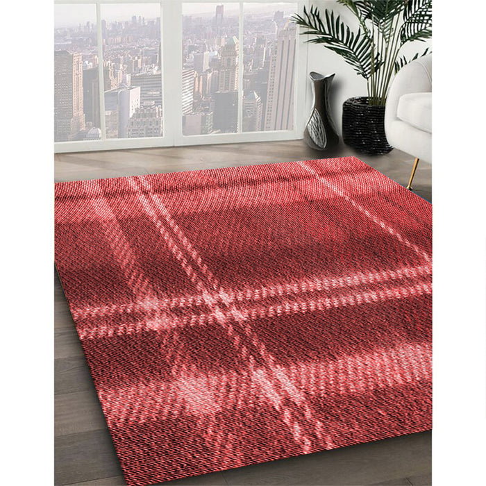 Patterned Red Rug in Family Room, pat2723rd
