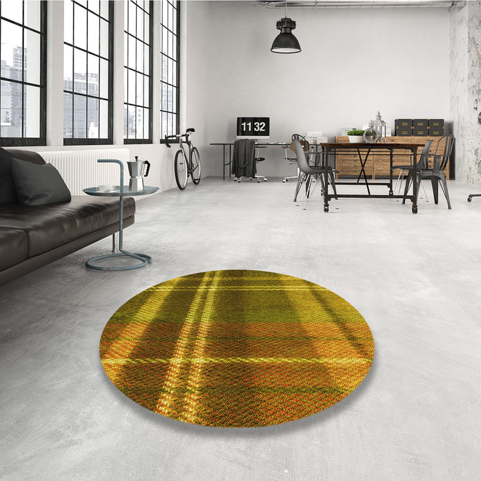 Round Patterned Dark Bronze Brown Rug in a Office, pat2723yw
