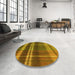 Round Patterned Dark Bronze Brown Rug in a Office, pat2723yw