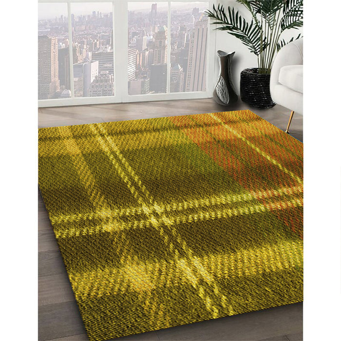 Patterned Dark Bronze Brown Rug in Family Room, pat2723yw
