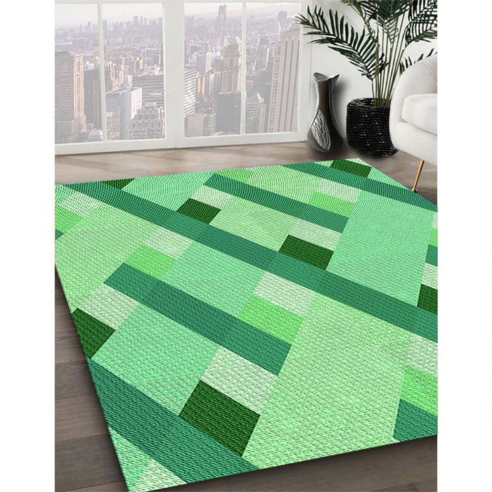Patterned Jade Green Rug in Family Room, pat2724grn