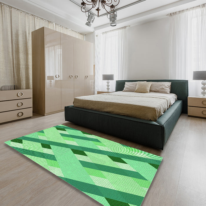 Patterned Jade Green Rug in a Bedroom, pat2724grn
