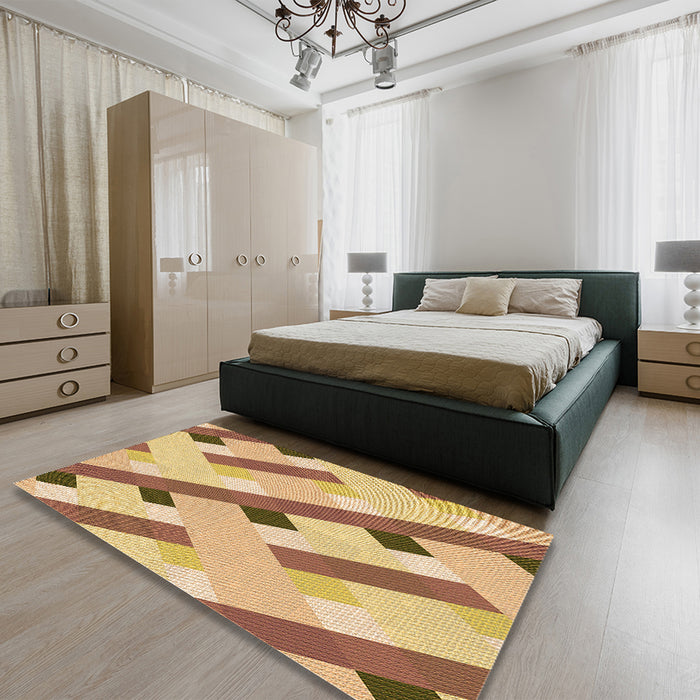 Patterned Red Rug in a Bedroom, pat2724org