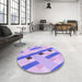 Round Patterned Mauve Purple Rug in a Office, pat2724pur