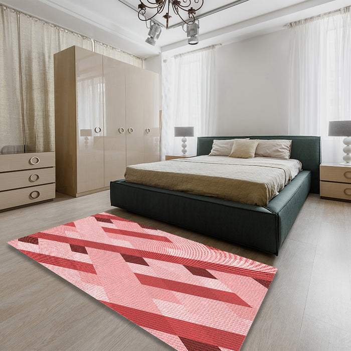 Round Machine Washable Transitional Pink Rug in a Office, wshpat2724rd