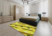 Patterned Yellow Rug in a Bedroom, pat2724yw