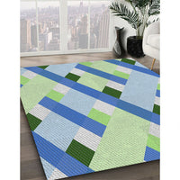 Patterned Steel Blue Novelty Rug, pat2724