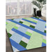 Patterned Steel Blue Novelty Rug in Family Room, pat2724