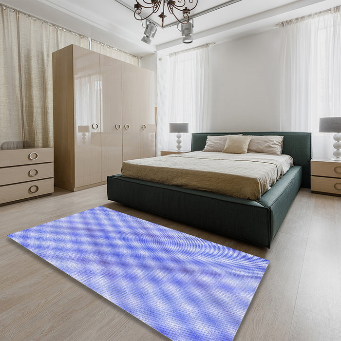 Patterned Light Slate Blue Rug in a Bedroom, pat2725blu